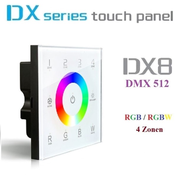 LTECH DX8 4 Zone RF 2.4G WIFI LED RGBW Touch Panel Switch Controller Dimmer Wireless DMX 512 2.4G